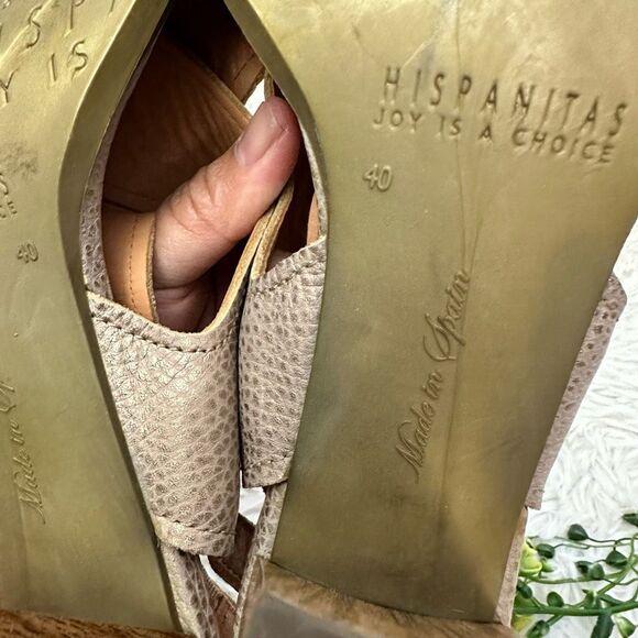 Hispanitas‎ Sitoshi Gold Metallic Leather Slingback Sandals sz 40/ US 9 - Picture 8 of 9
